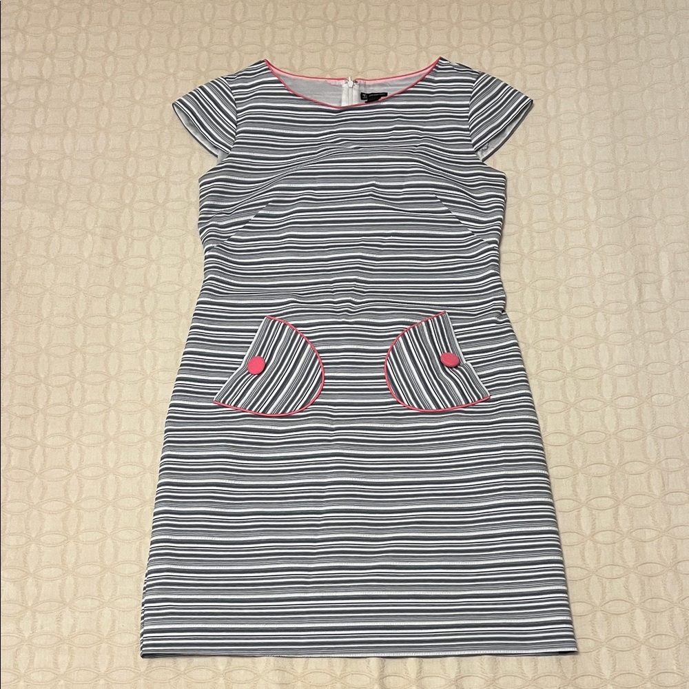 New Directions Striped Mini Dress with Pink Accents